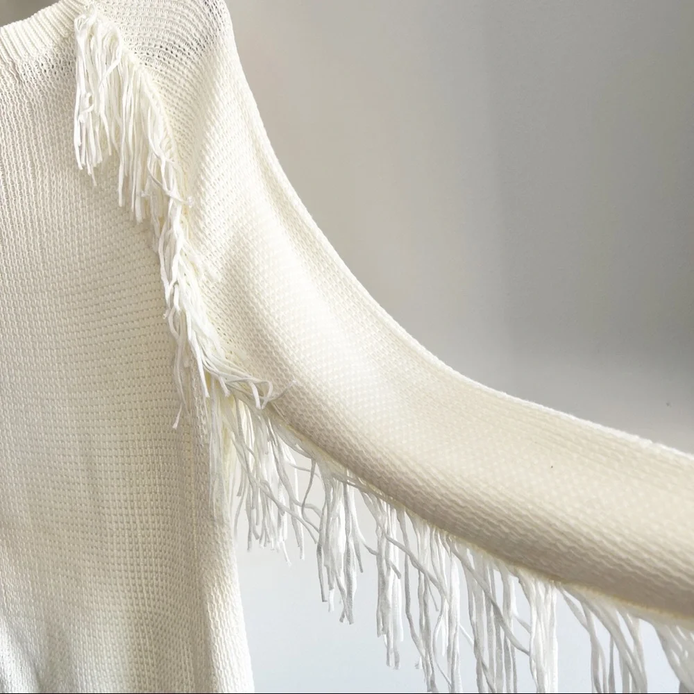 New Medium Cream Fringe Sweater - Picture 3 of 4